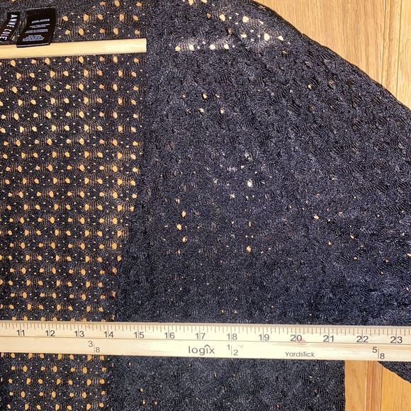 Anne Cole Swimsuit XXXL Black Mesh Crochet Open Front Tie Front Coverup - Picture 5 of 6